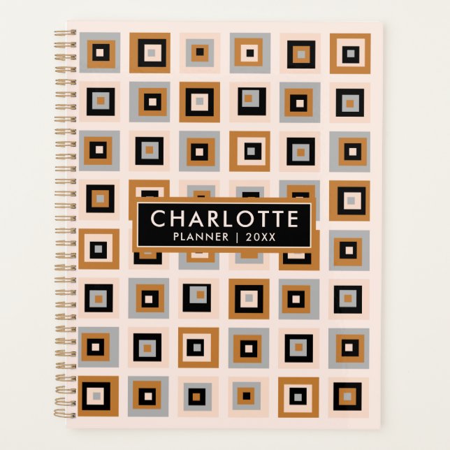 Agenda Planner de las plazas modernas de terracota negra  (Anverso)