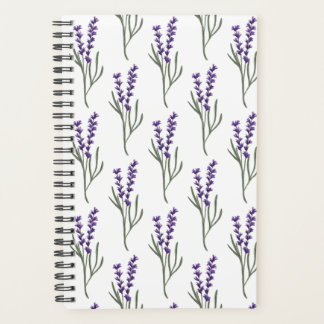 Agenda Planner de lavanda - Patrón blanco