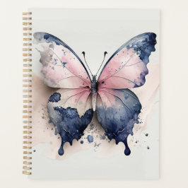 Agenda Planner de mariposa azul y rosa