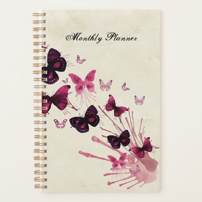Agenda Planner de mariposa morada y rosa (actualizado) (Anverso)