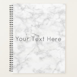 Agenda Planner de mármol blanco personalizado - Negro