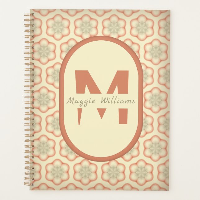 Agenda Planner de monograma retro moderno personalizado (Anverso)