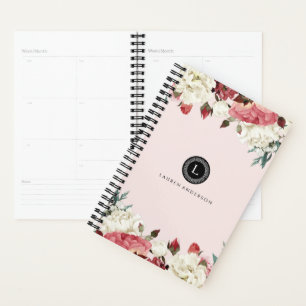 Agenda Planner de monograma Rosa de cosecha de sangre bot