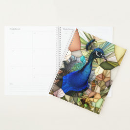 Agenda Planner de mosaico de pavo real colorido