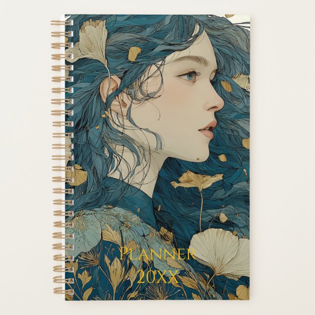 Agenda Planner de mujer floral de Art Nouveau (Anverso)
