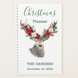 Agenda Planner de Navidades de renos de Poinsettia
