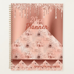 Agenda Planner de nombre geométrico de Purpurina de oro G