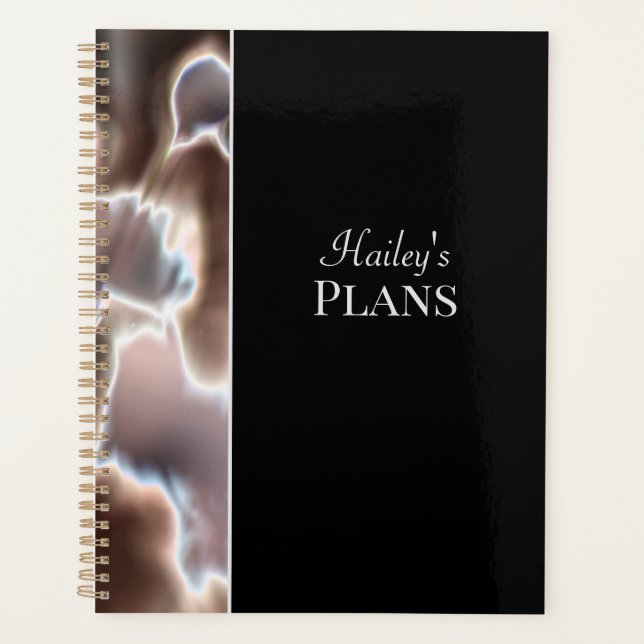 Agenda Planner de nombres personalizado floral moderno (Anverso)