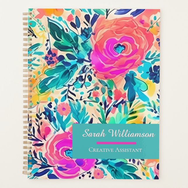 Agenda Planner de nombres personalizados florales para el (Anverso)