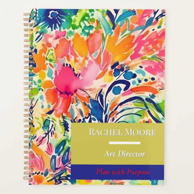 Agenda Planner de nombres personalizados florales para el (Anverso)