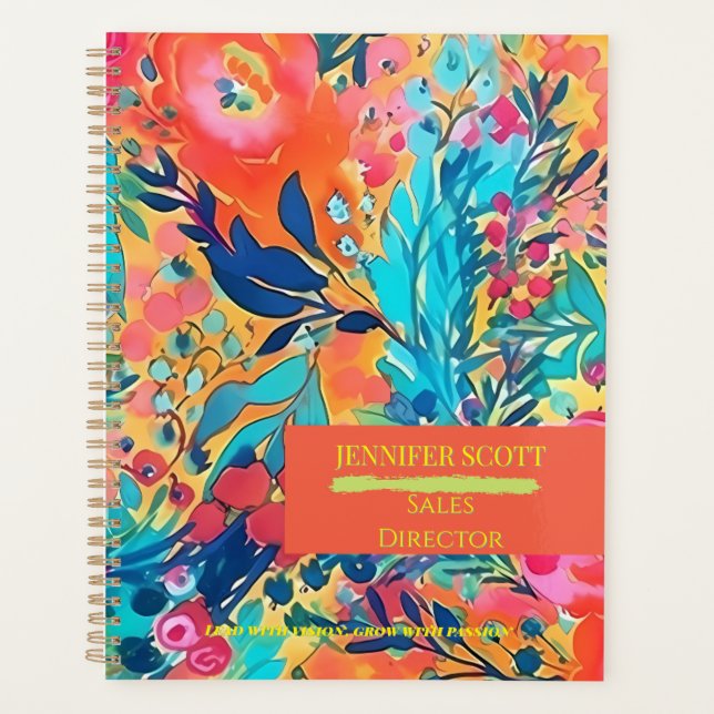 Agenda Planner de nombres personalizados florales para el (Anverso)