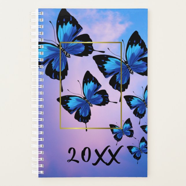 Agenda Planner de nubes rosadas y mariposas (Anverso)