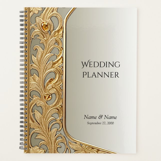 Agenda Planner de ornato de oro moderno (Anverso)