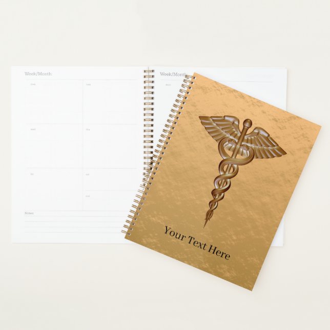 Agenda Planner de oro de Caduceus Médico (Demostración)