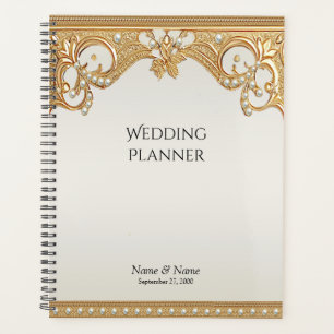 Agenda Planner de Perlas Blancas Ornate Gold