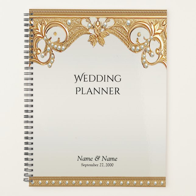Agenda Planner de Perlas Blancas Ornate Gold (Anverso)