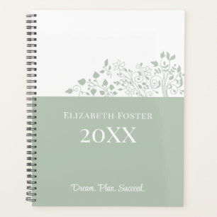 Agenda Planner de Personalizable Floral Dusty Blue