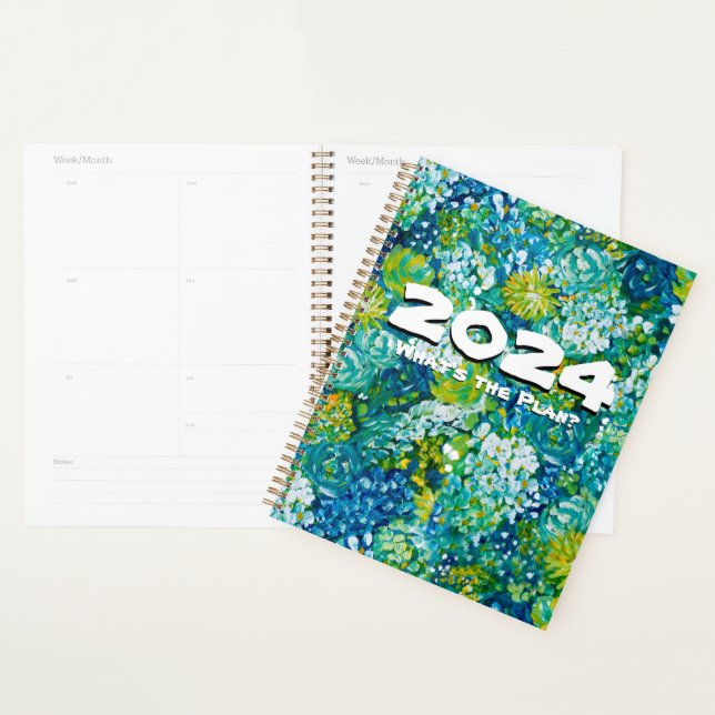 Agenda Planner de Personalizable floral verde y azul (Demostración)