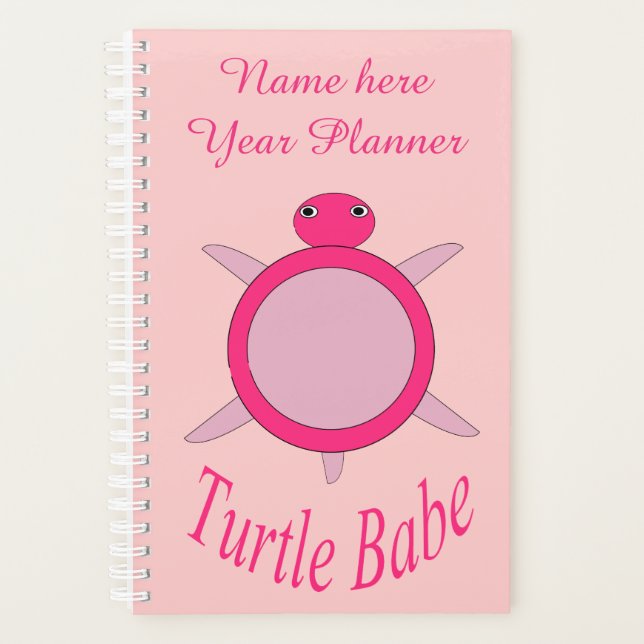 Agenda Planner de Personalizado de bebé de tortuga rosa (Anverso)