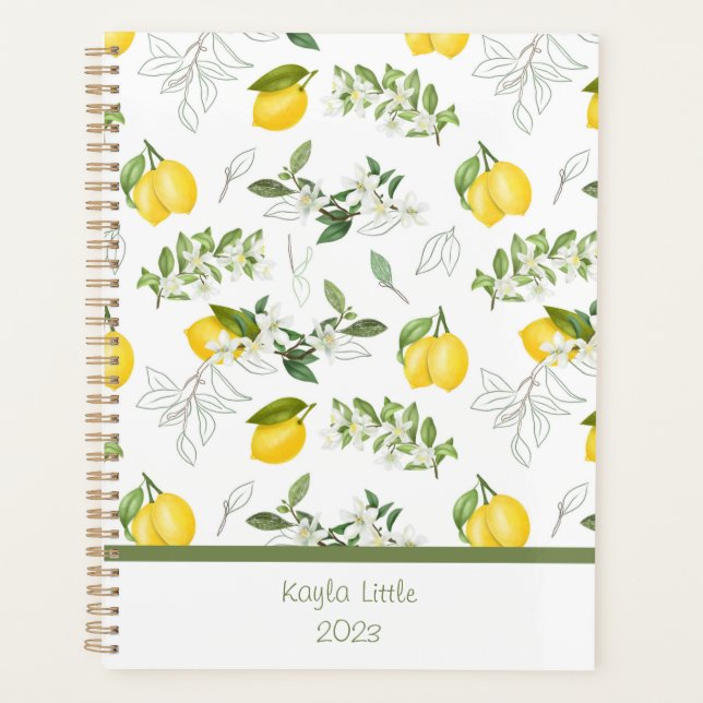 Agenda Planner de Personalizado de limón y flores (Anverso)