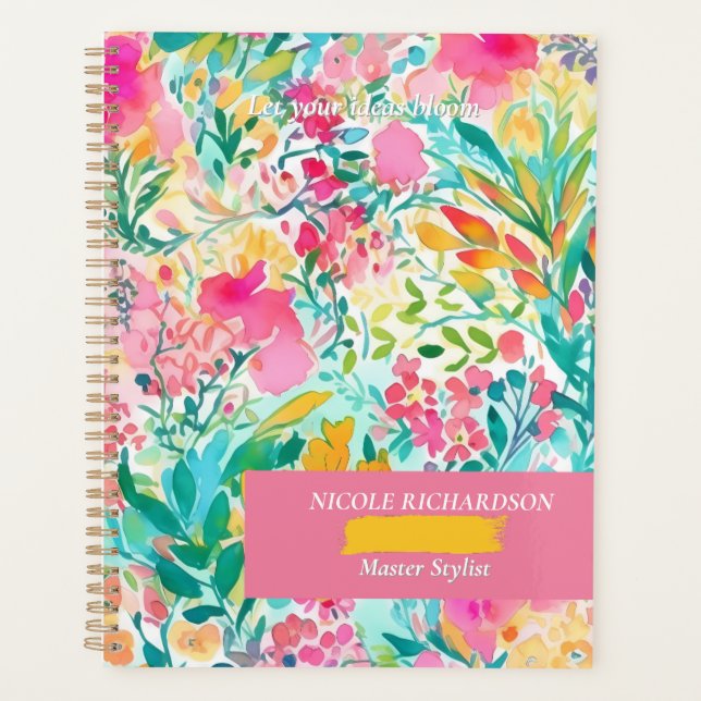 Agenda Planner de Personalizado floral para trabajo o esc (Anverso)