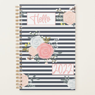 Agenda Planner de raya floral Bonito 2022 para ella