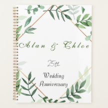 Planner de regalo Boda 25º botánico blanco + verde