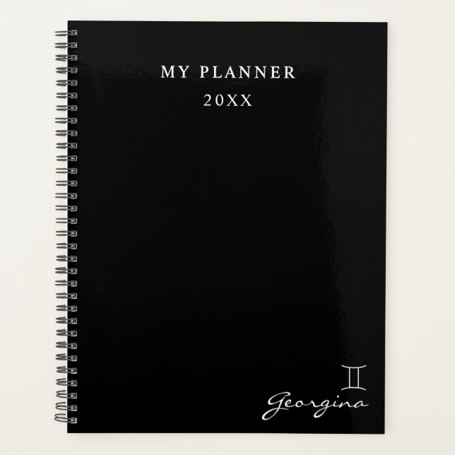 Agenda Planner de Rótulo Gemini 2022 blanco y negro (Anverso)
