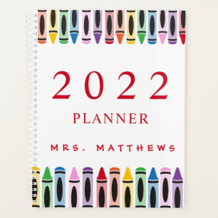 Agenda Planner de Teacher Cute Color Crayon 2022
