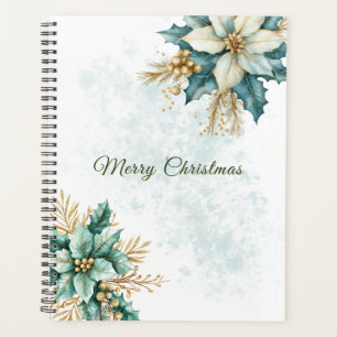 Agenda Planner de vacaciones de Navidades florales Verde