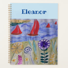 Agenda Planner de velas y flores rojas