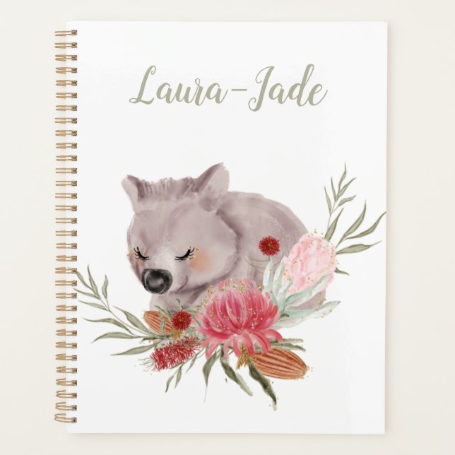 Agenda Planner de Wombat nativo australiano personalizado (Anverso)