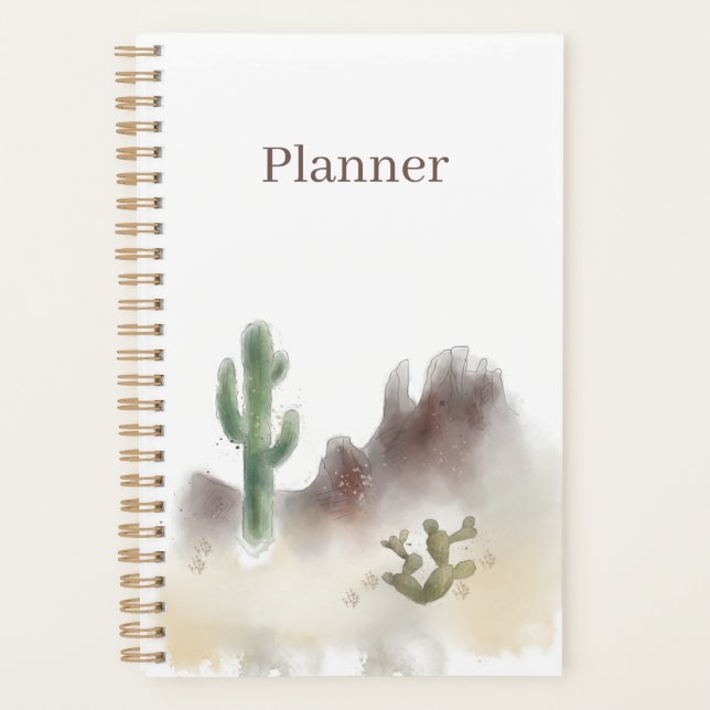 Agenda Planner del desierto de acuarela | 5.5 x 8.5 | Anu (Anverso)