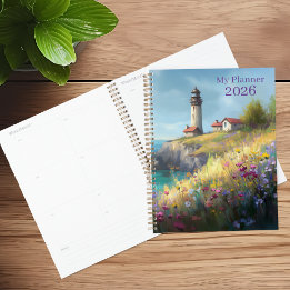Agenda Planner del faro de la cima del acantilado de flor