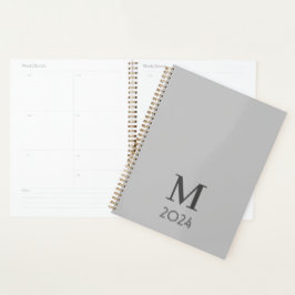 Agenda Planner del Monograma Gris de moda 2024