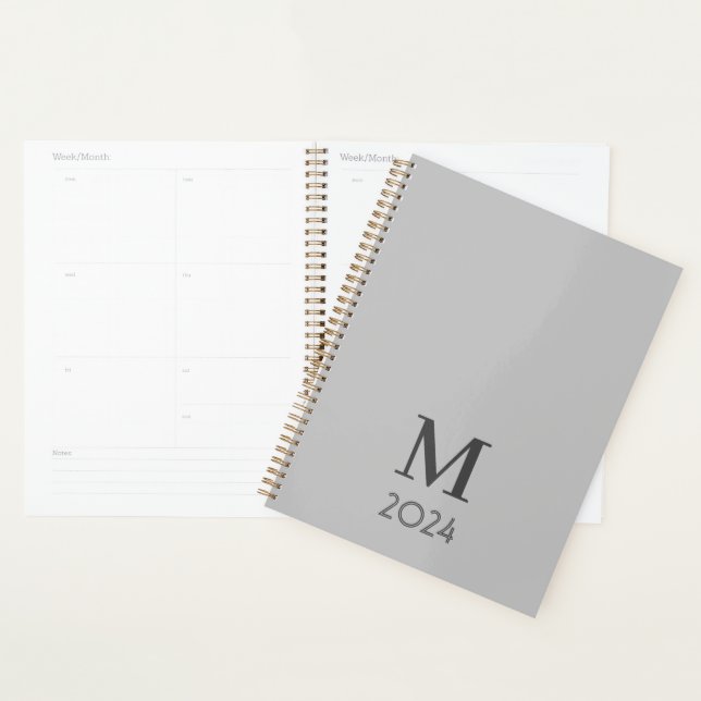 Agenda Planner del Monograma Gris de moda 2024 (Demostración)