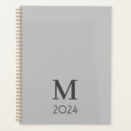 Agenda Planner del Monograma Gris de moda 2024