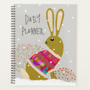 Agenda Planner diario de conejo cutáneo geométrico