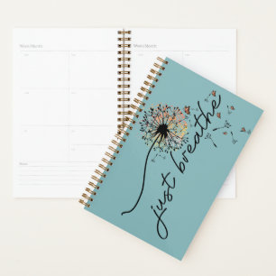 Agenda Planner diario "Just Breathe" azul verde azulado