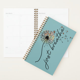 Agenda Planner diario "Just Breathe" azul verde azulado