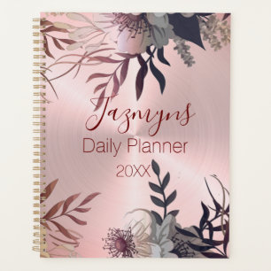 Agenda Planner diario personalizado botánico de Rubor ros