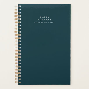 Agenda Planner diario Verde azulado mínimo de espiral