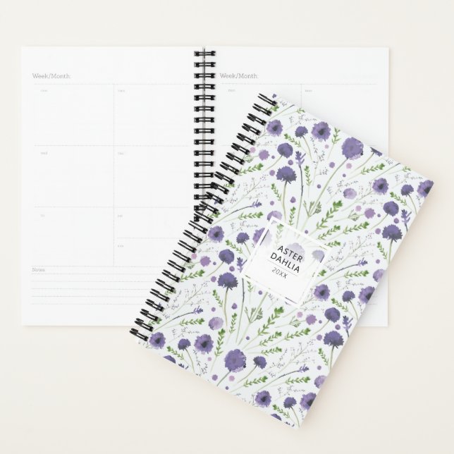 Agenda Planner Elegant Purple Floral Pattern (Demostración)