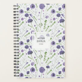 Agenda Planner Elegant Purple Floral Pattern