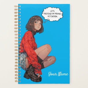 Agenda Planner - Elegante Chica de anime en suéter rojo