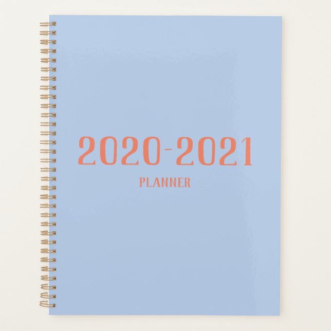 Agenda Planner en polvo azul y coral (Anverso)