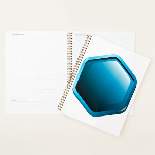Agenda Planner espiral de hexágono azul