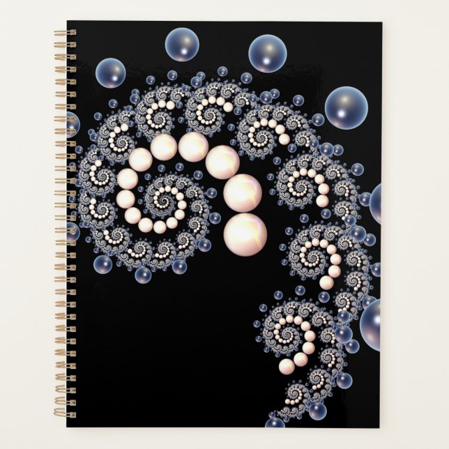 Agenda Planner espiral marfil-perla azul (Anverso)