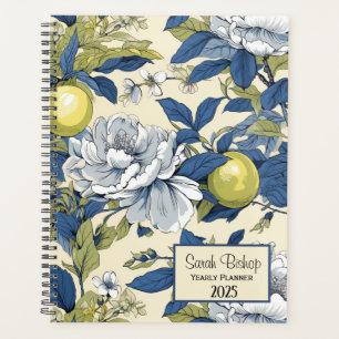Agenda Planner floral azul y verde