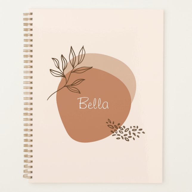 Agenda Planner floral boho moderno personalizado (Anverso)